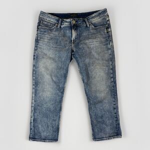 Silver Jeans Womens 31x22.5 Blue Faded Suki Capri Summer Low Rise Cropped